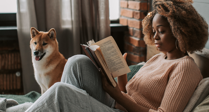 reading with dog